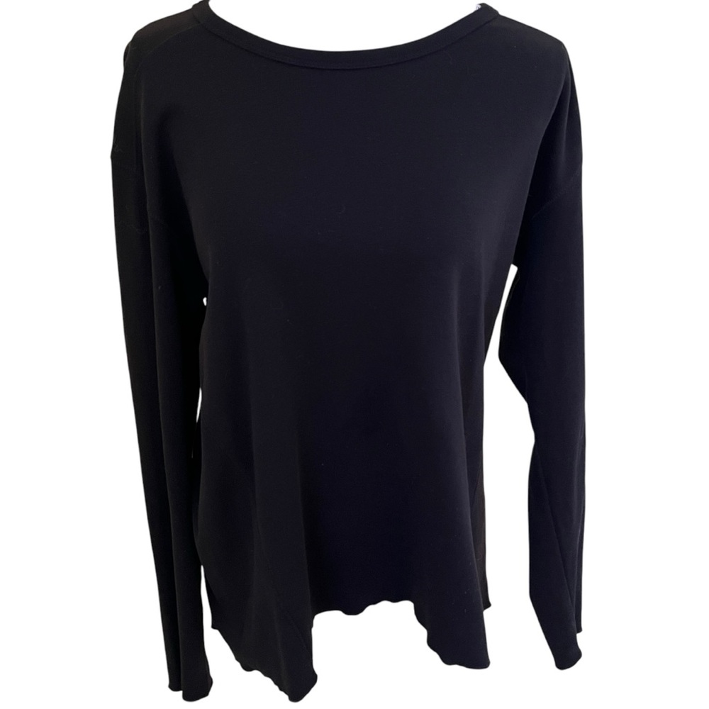 Lilla P Black Long Sleeve Scoop Neck Top XL